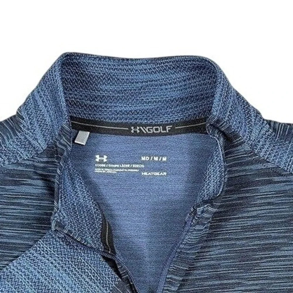 Under Armour Golf Mens Blue Space Dye Quarter Zip Pullover HeatGear Medium